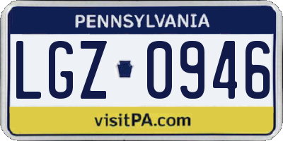 PA license plate LGZ0946