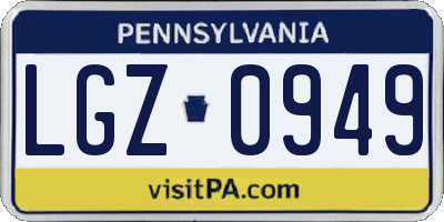PA license plate LGZ0949