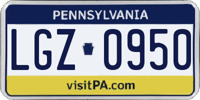 PA license plate LGZ0950