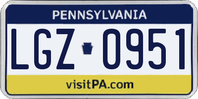 PA license plate LGZ0951