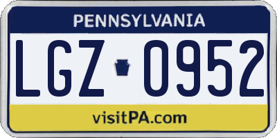 PA license plate LGZ0952