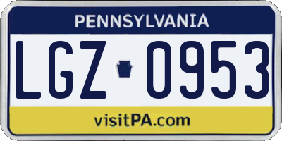 PA license plate LGZ0953