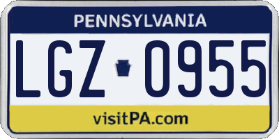 PA license plate LGZ0955