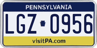 PA license plate LGZ0956