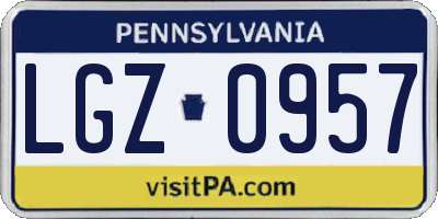 PA license plate LGZ0957
