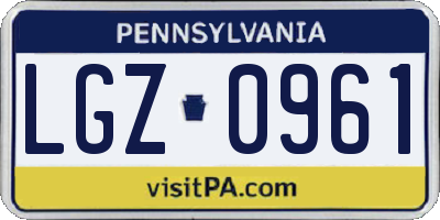 PA license plate LGZ0961