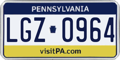 PA license plate LGZ0964
