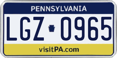 PA license plate LGZ0965
