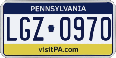PA license plate LGZ0970