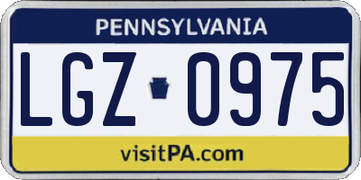 PA license plate LGZ0975