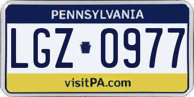 PA license plate LGZ0977