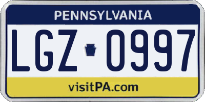 PA license plate LGZ0997