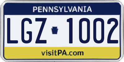 PA license plate LGZ1002