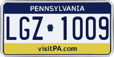 PA license plate LGZ1009