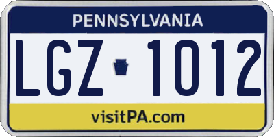 PA license plate LGZ1012
