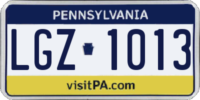 PA license plate LGZ1013