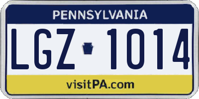 PA license plate LGZ1014