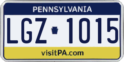 PA license plate LGZ1015