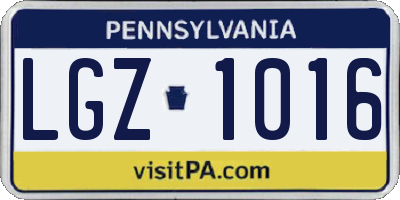 PA license plate LGZ1016
