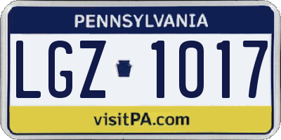 PA license plate LGZ1017