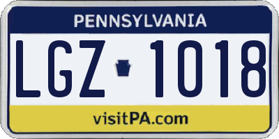 PA license plate LGZ1018