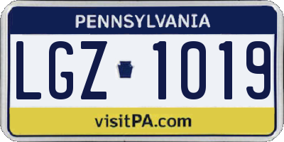 PA license plate LGZ1019