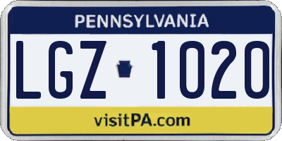 PA license plate LGZ1020