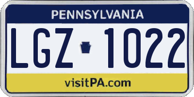 PA license plate LGZ1022