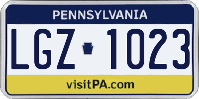 PA license plate LGZ1023