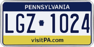 PA license plate LGZ1024
