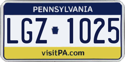 PA license plate LGZ1025