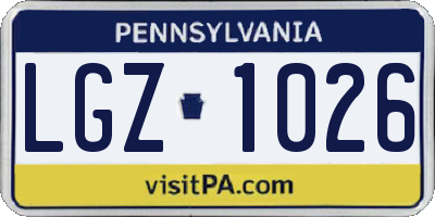 PA license plate LGZ1026