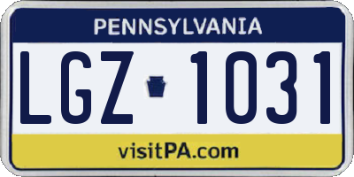 PA license plate LGZ1031