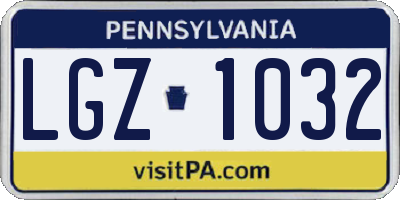 PA license plate LGZ1032