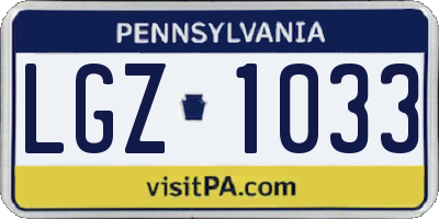PA license plate LGZ1033