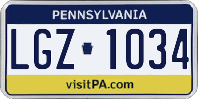 PA license plate LGZ1034