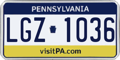 PA license plate LGZ1036