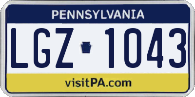 PA license plate LGZ1043