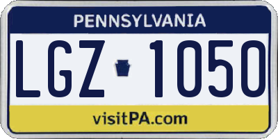 PA license plate LGZ1050