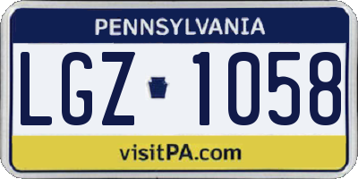 PA license plate LGZ1058