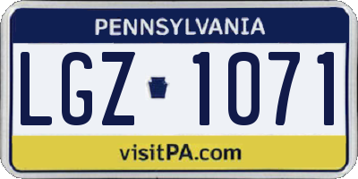 PA license plate LGZ1071