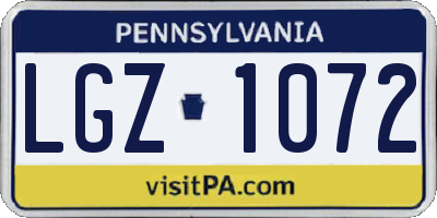 PA license plate LGZ1072