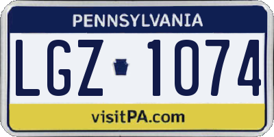 PA license plate LGZ1074