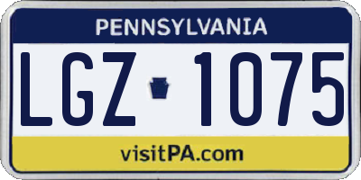 PA license plate LGZ1075