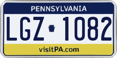 PA license plate LGZ1082