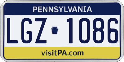 PA license plate LGZ1086