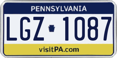 PA license plate LGZ1087