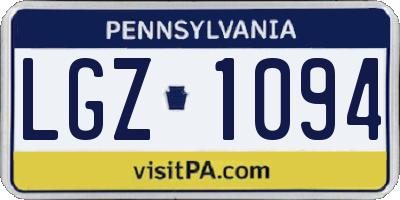 PA license plate LGZ1094