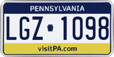 PA license plate LGZ1098
