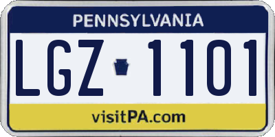 PA license plate LGZ1101